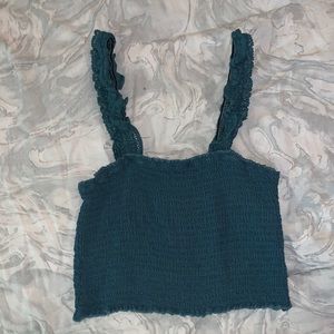 Aqua blue/green crochet tank top with lacy straps